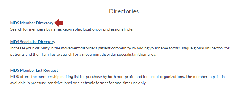 MDS Member Directory Location