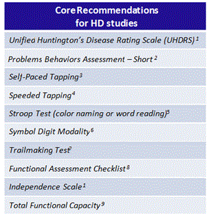 Core Recommendations for HD Studies Core Recommendations for HD Studies